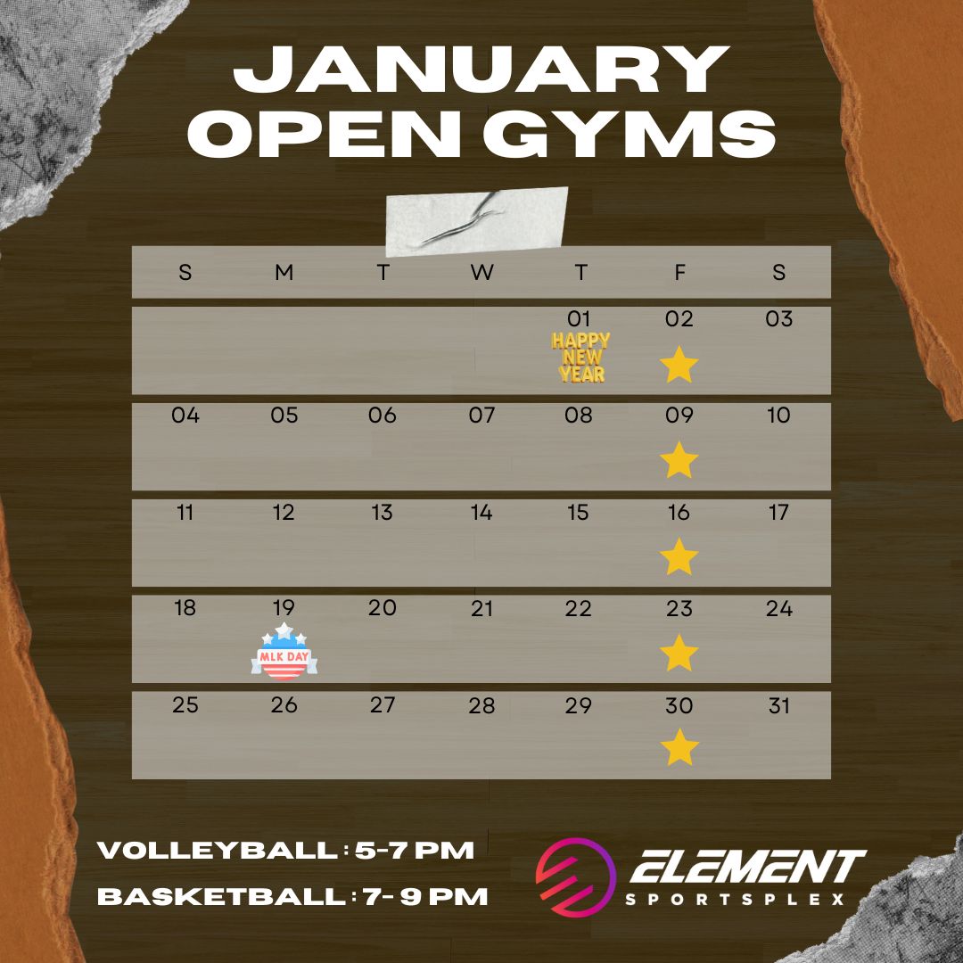 January Open Gym Calendar